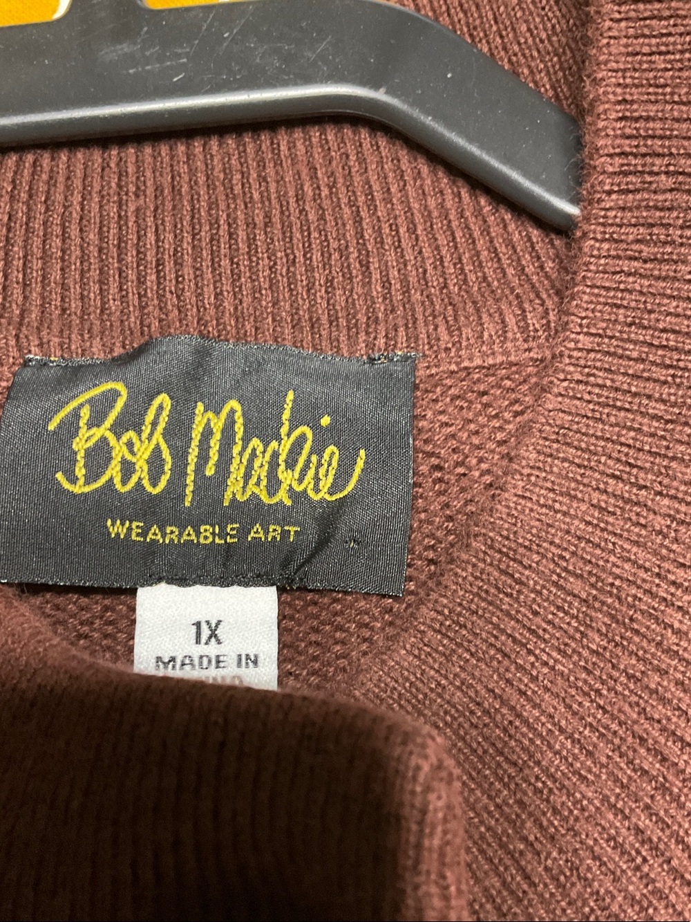 Bob Mackie Brown Cardigan with Multicolor Striped Sleeves - Picture 3 of 11